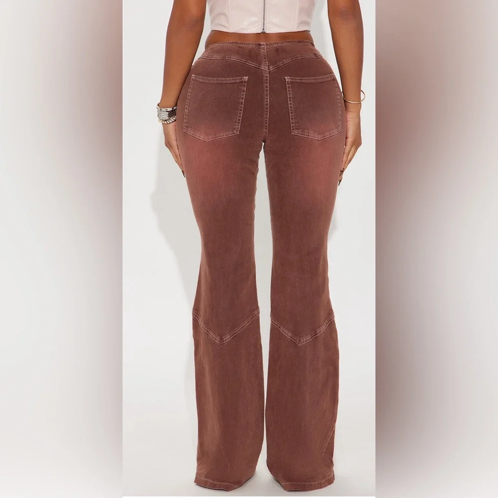 Brown Fashion Nova Lace-Up Flare Pants - Picture 2 of 2